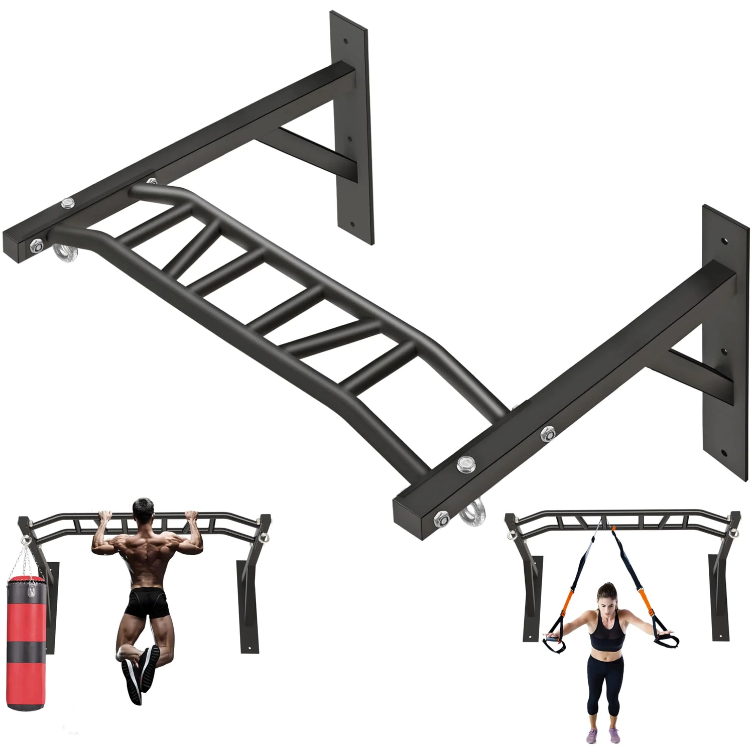 Upgraded-HWOOUSA Pull Up Bar Wall Mounted Heavy Duty