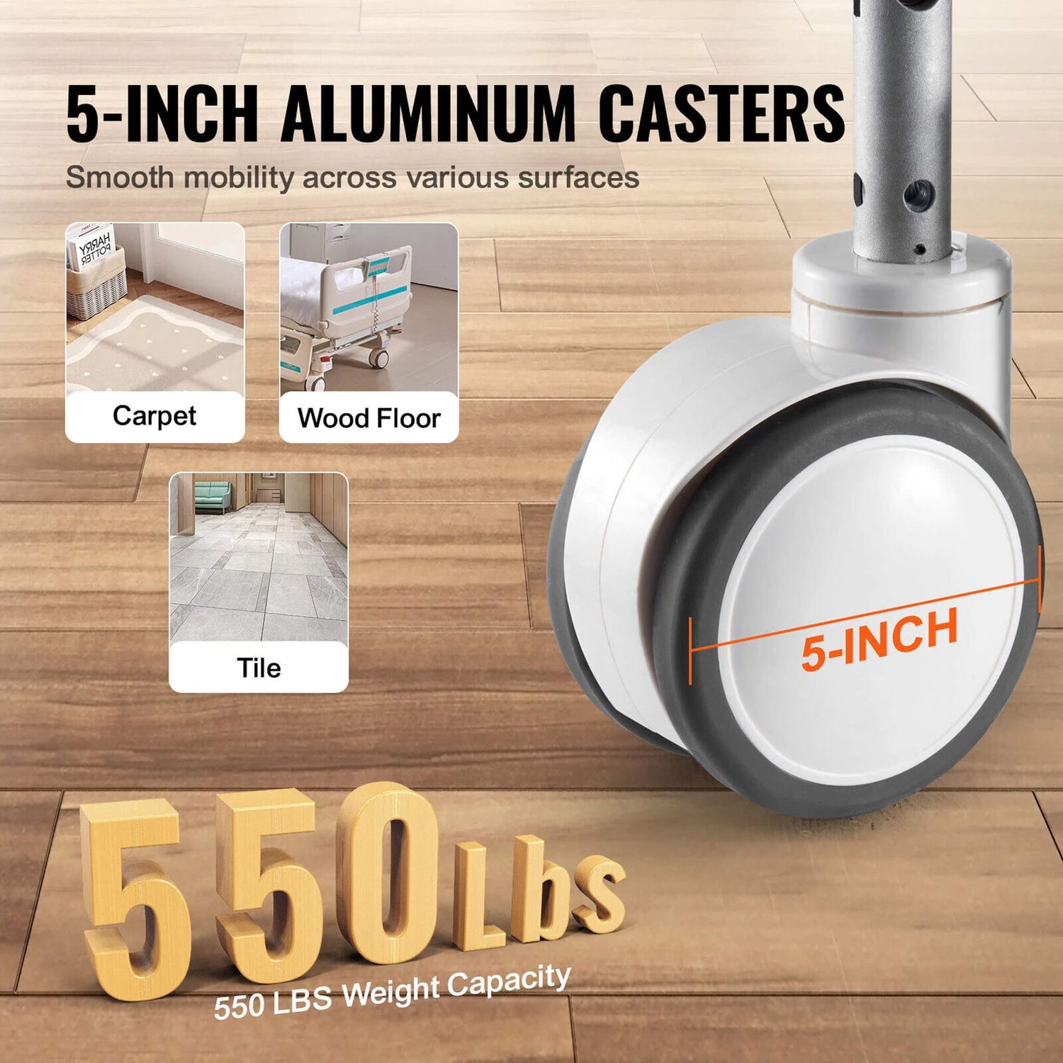 Premium 5-Function Electric Adjustable Medical Hospital Bed With Cardiac Position, 550LBS